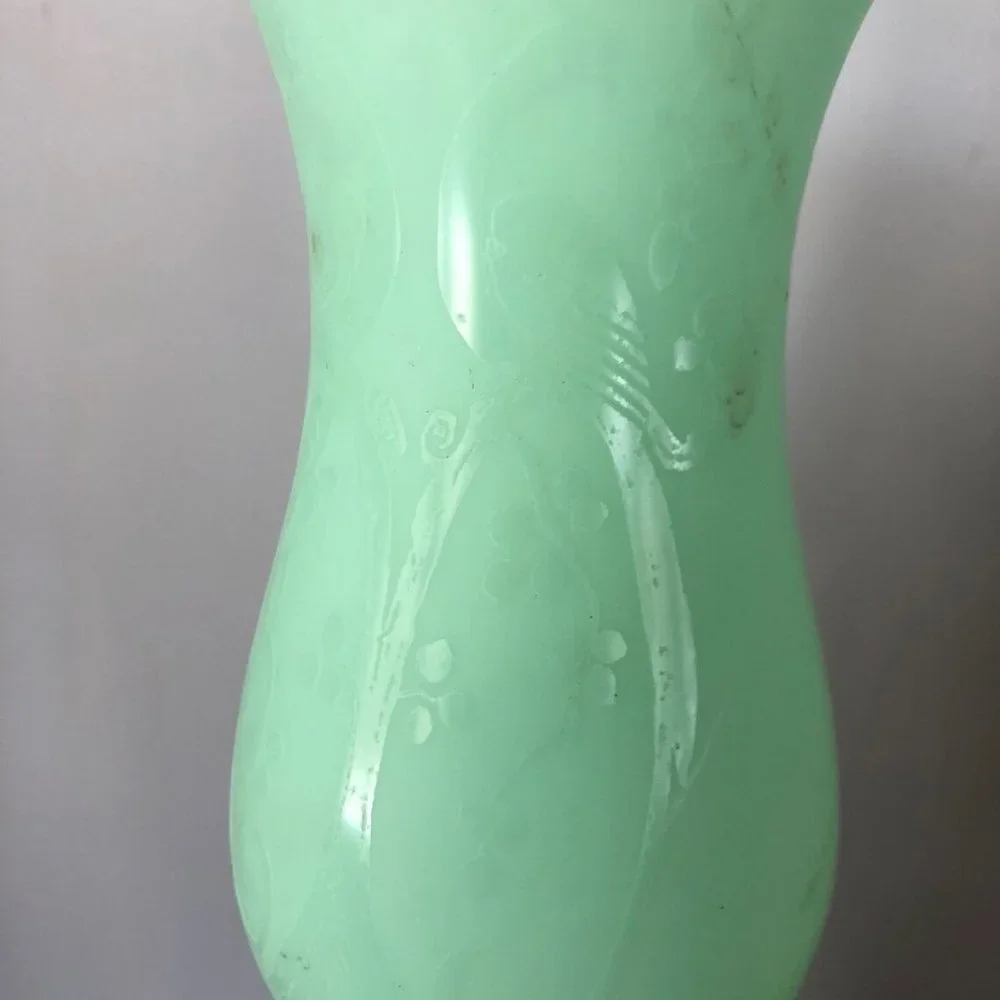 Rare Jadeite Lamp Uranium glass lamp Peacock Jefferson Glass Company Lamp Jade